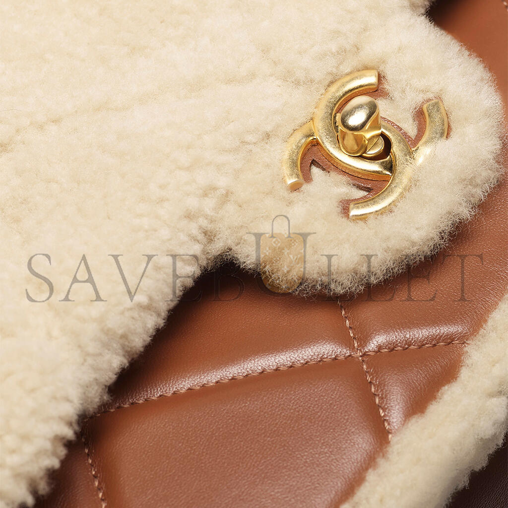 CHANEL MASTER SHEARLING LAMBSKIN & GOLD-TONE METAL FLAP BAG AS5149 (23.5*16*7.5cm)
